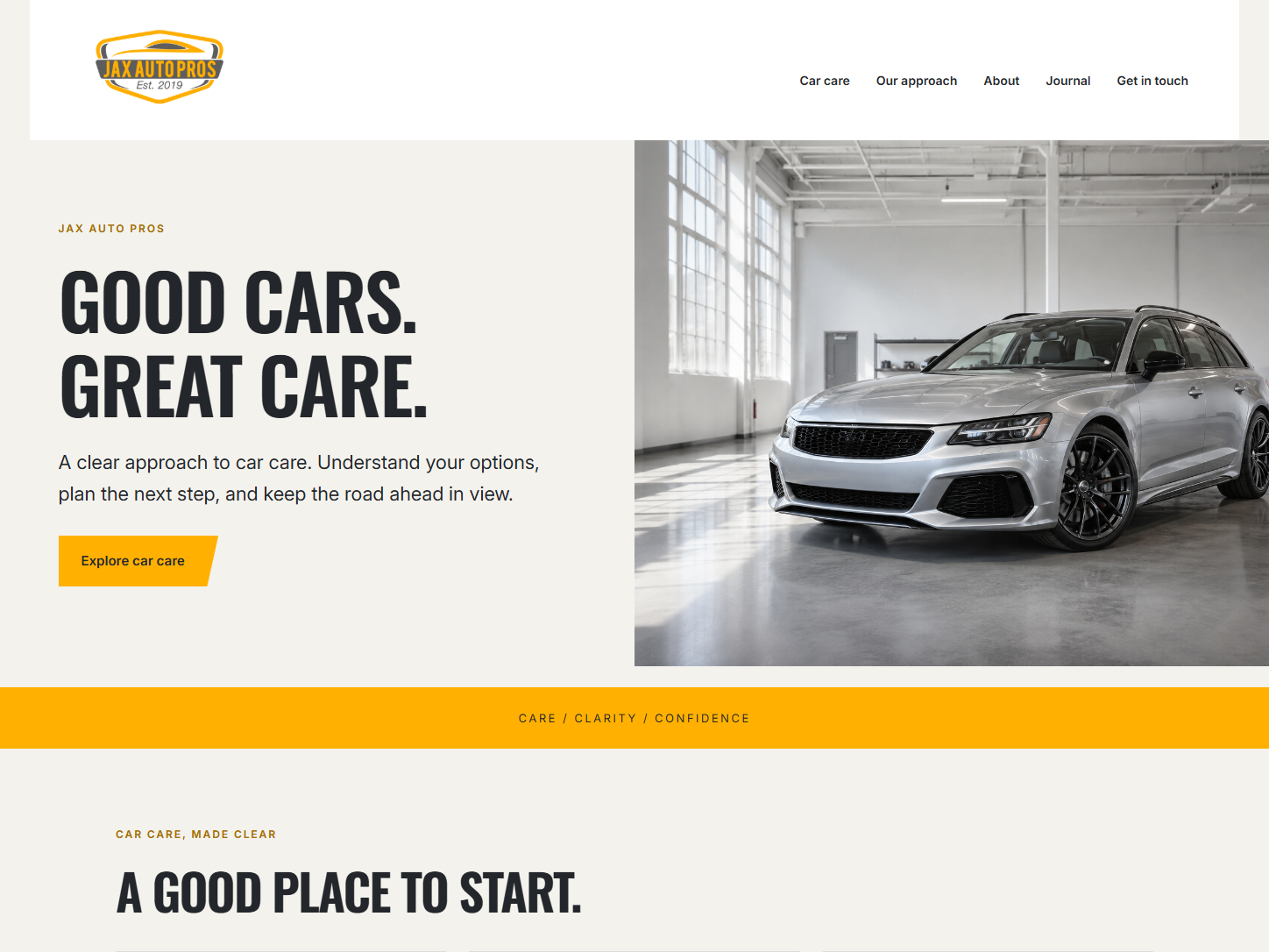 Pro Garage complete website preview